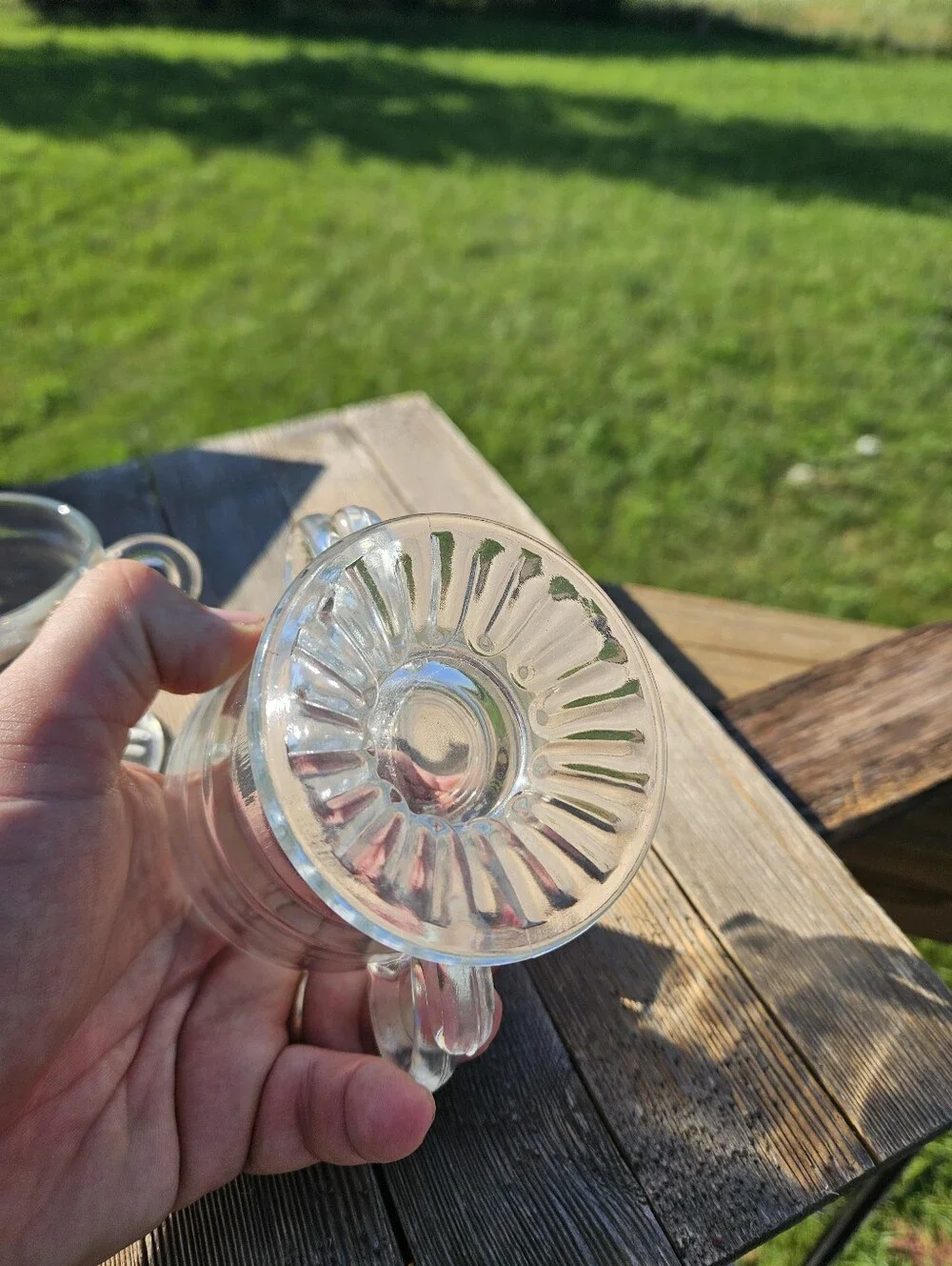 Vintage Indiana Glass Christmas Candy Pattern 624 Clear Footed Sugar and Creamer